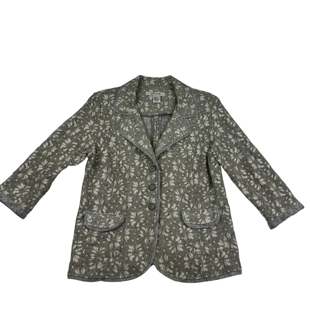 Nick & Mo Lace Textured Jacquard 3/4 Sleeve Preppy Classy Blazer Women's Size L
